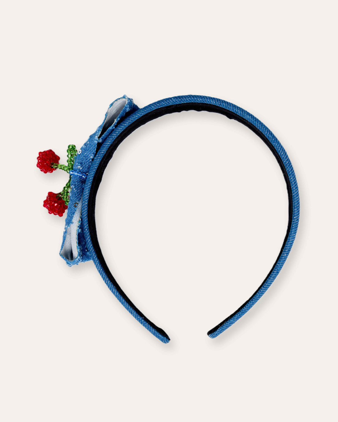 Denim Cherry Crown Headband