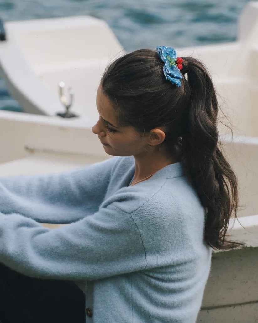 Wild Berry Denim Bow Clip