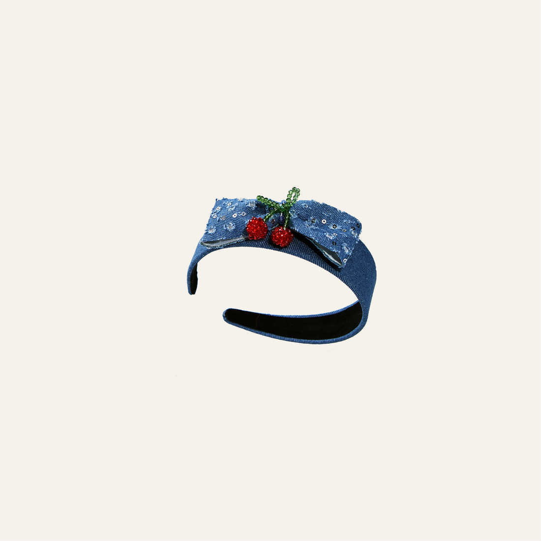 Denim Cherry Crown Headband - KOSLUX