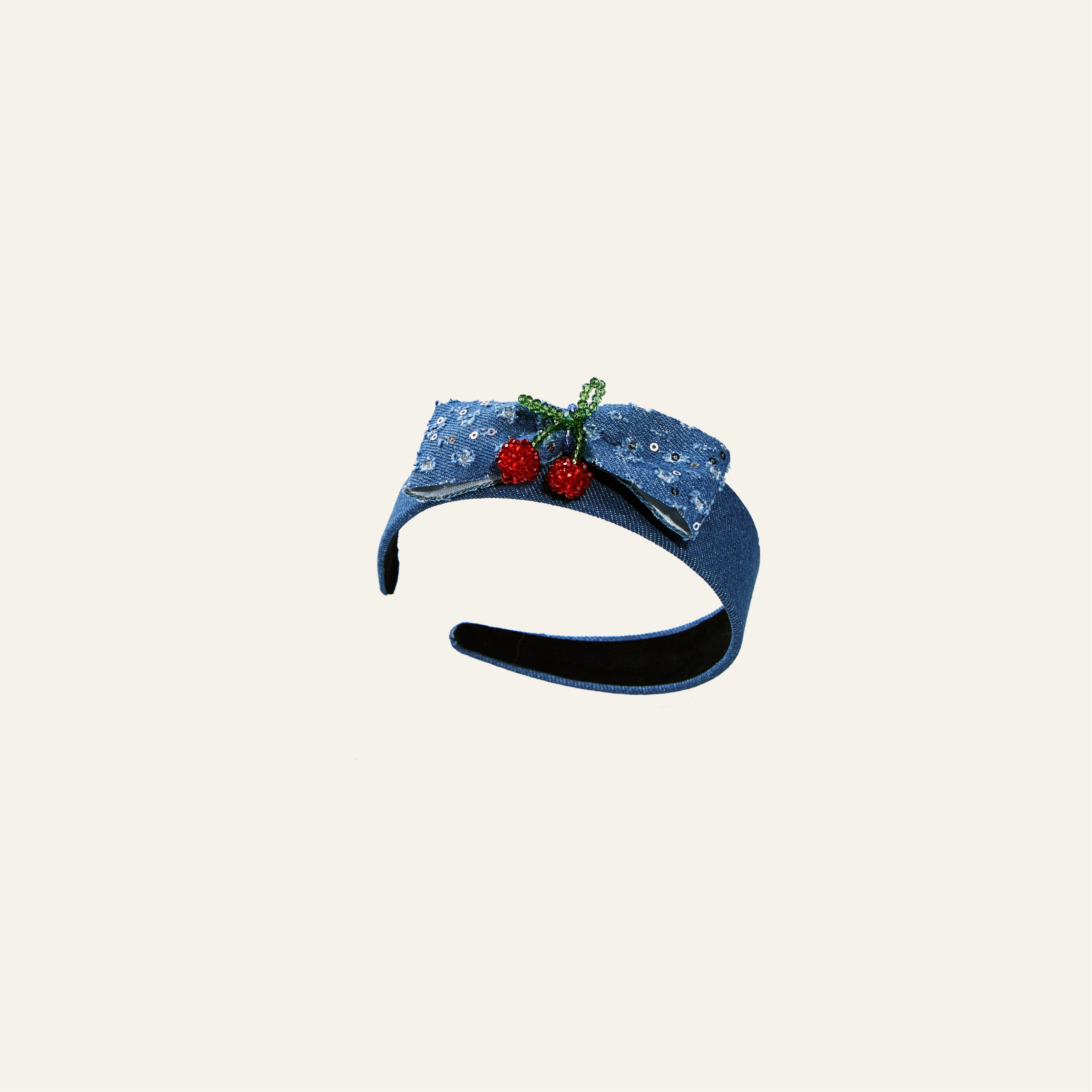 Denim Cherry Crown Headband - KOSLUX