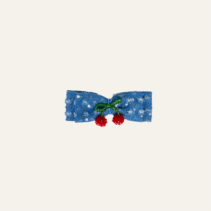 Wild Berry Denim Bow Clip - KOSLUX